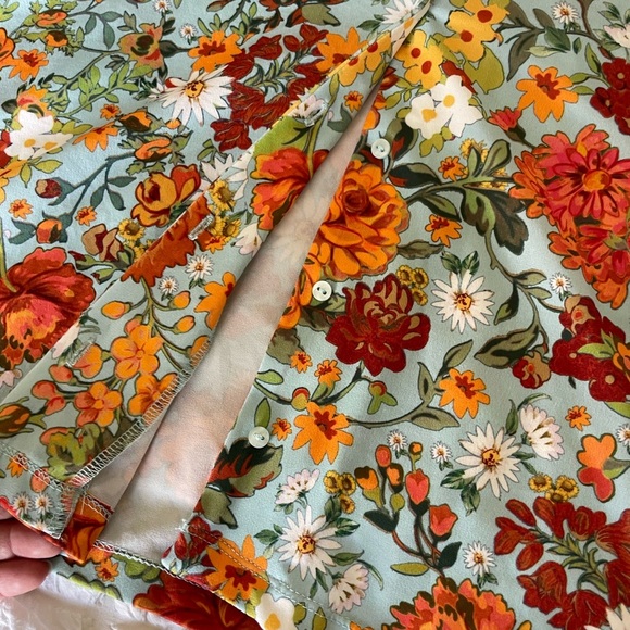 Zara Floral Boxy Button Down Shirt - Picture 6 of 9